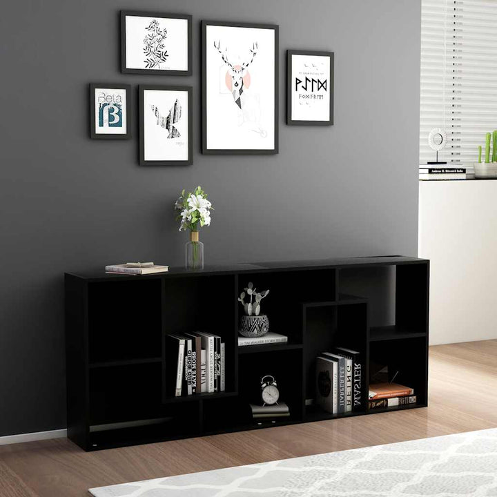 bogreol 67x24x161 cm konstrueret træ sort