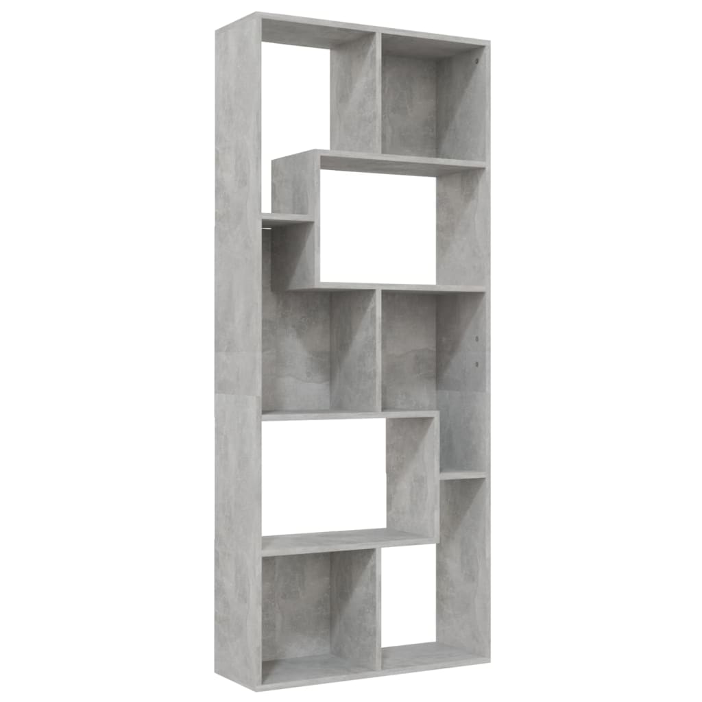 bogreol 67x24x161 cm konstrueret træ betongrå
