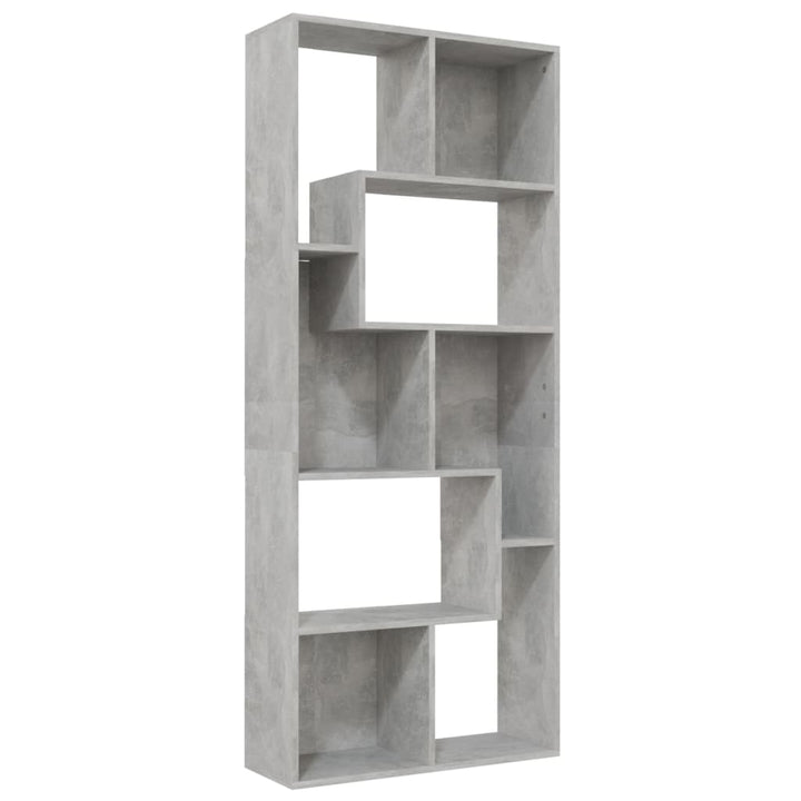 bogreol 67x24x161 cm konstrueret træ betongrå