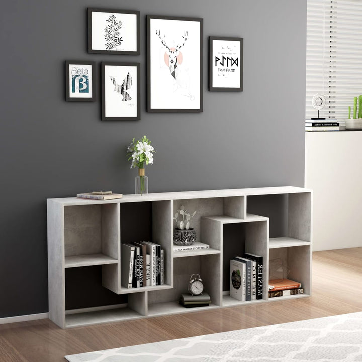 bogreol 67x24x161 cm konstrueret træ betongrå