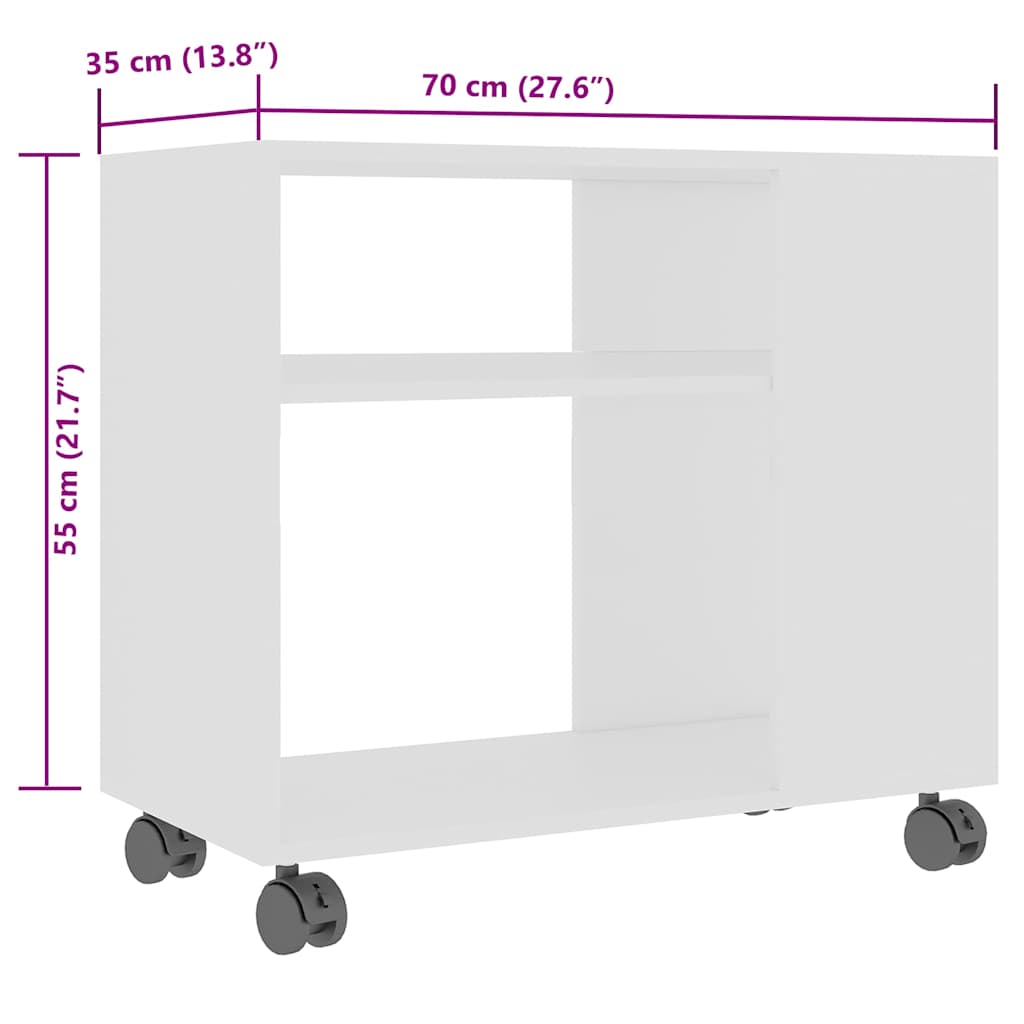 sidebord 70x35x55 cm konstrueret træ hvid