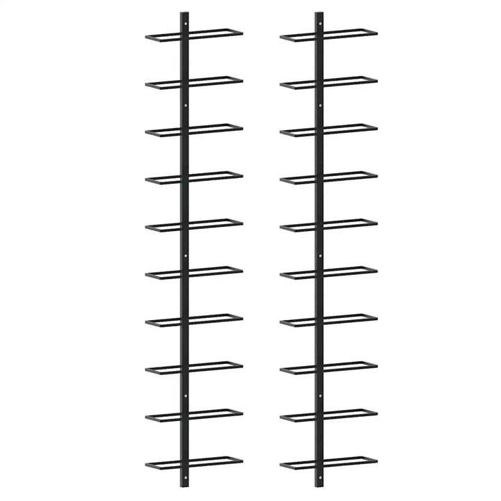 væghængte vinreoler 2 stk. til 20 vinflasker metal sort