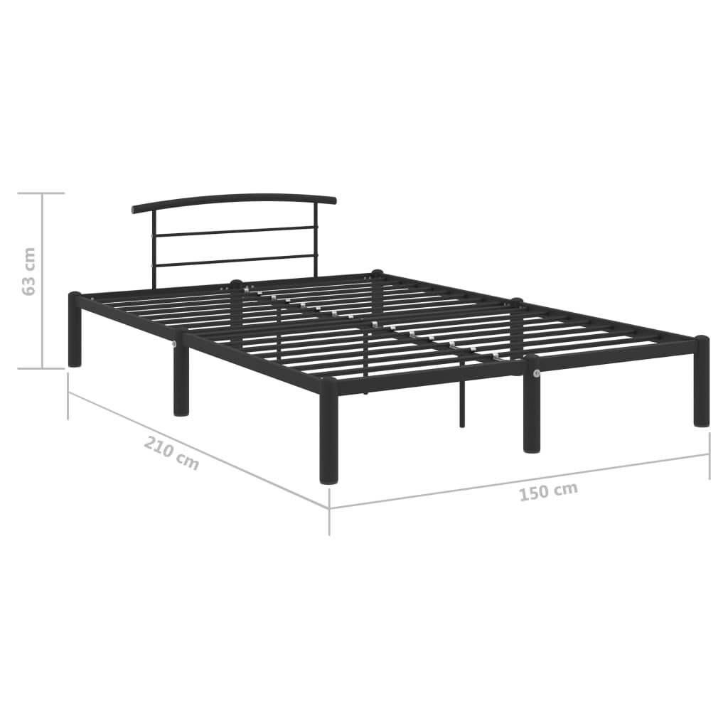 sengestel 140x200 cm metal sort