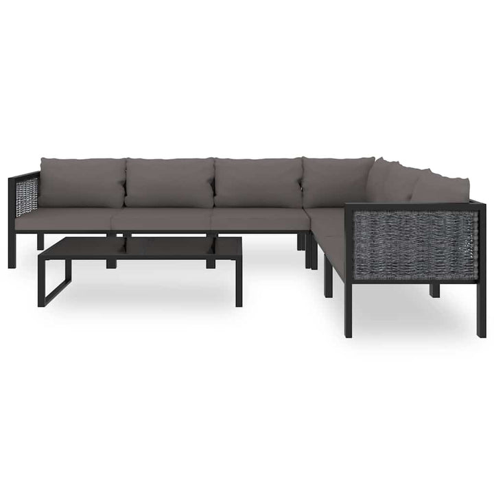 haveloungesæt 7 dele med hynde polyrattan antracitgrå