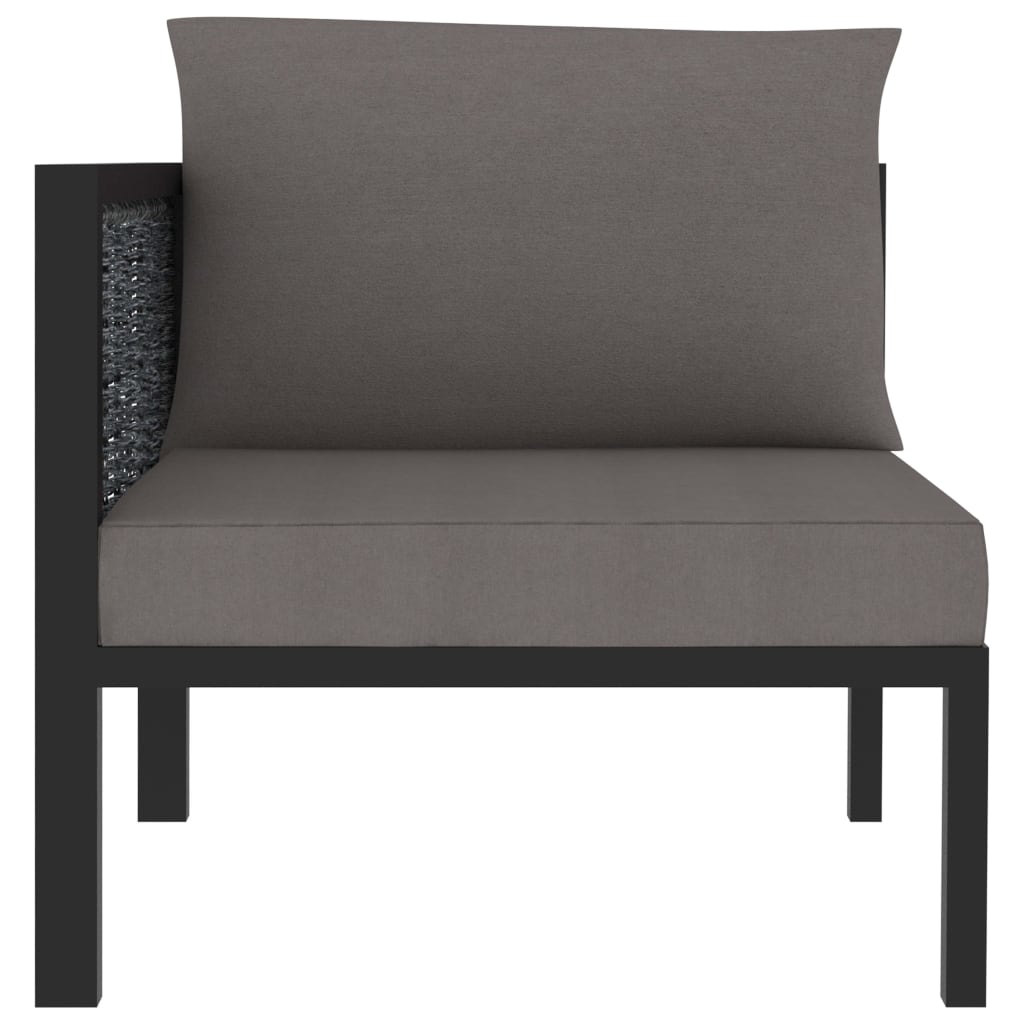 hjørnedel til sofa med højre armlæn polyrattan antracitgrå