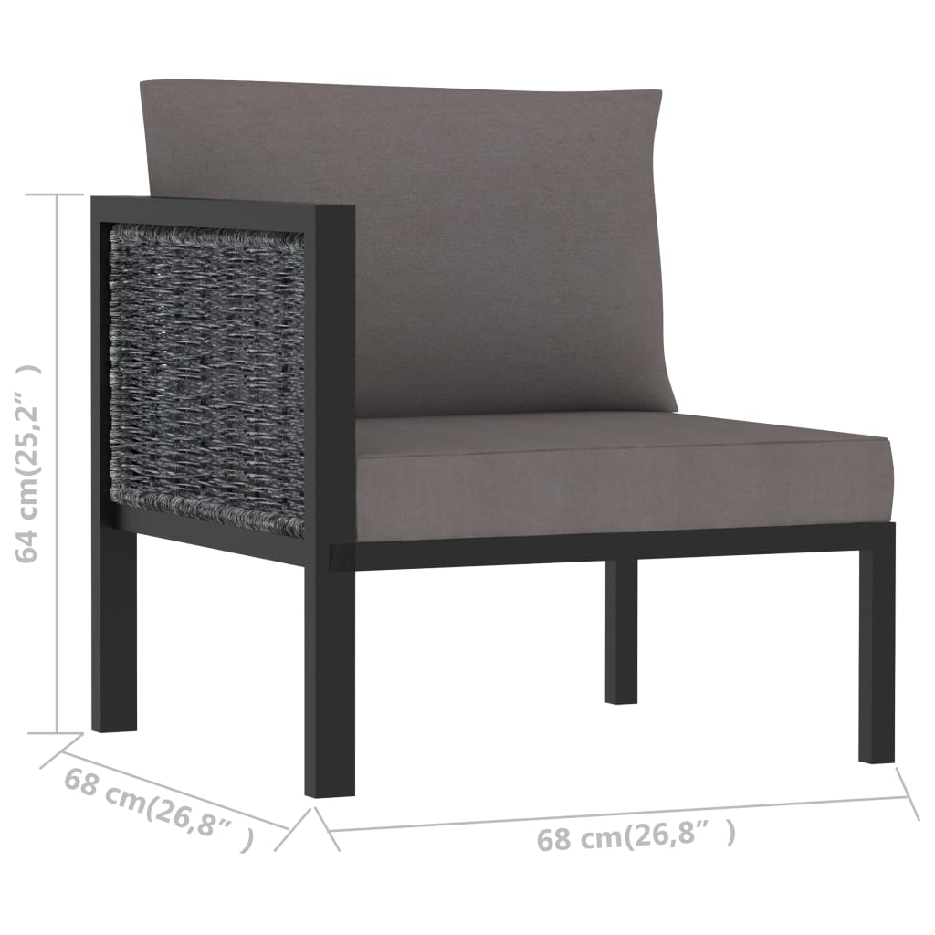 hjørnedel til sofa med højre armlæn polyrattan antracitgrå