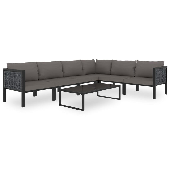 hjørnedel til sofa med højre armlæn polyrattan antracitgrå