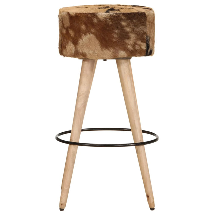 barstole 2 stk. ru mangotræ og ægte skind brun