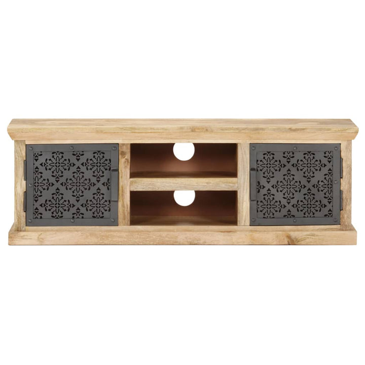 tv-skab med stållåger 120x30x40 cm massivt mangotræ