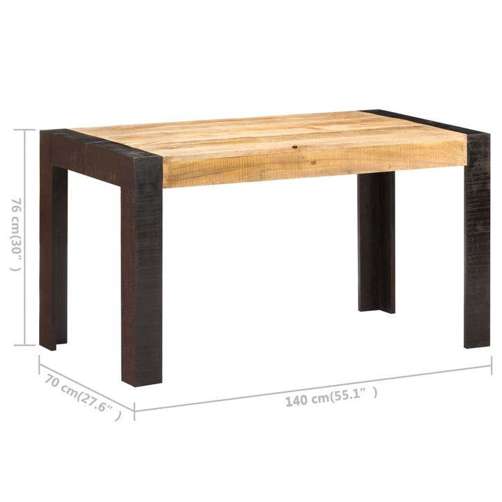 spisebord 140x70x76 cm massivt ru mangotræ