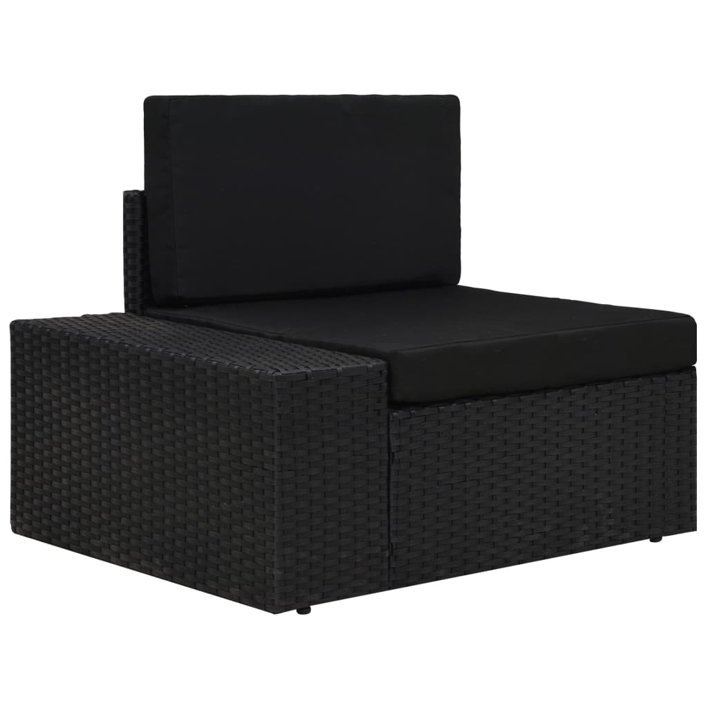 loungesæt til haven 5 dele polyrattan sort