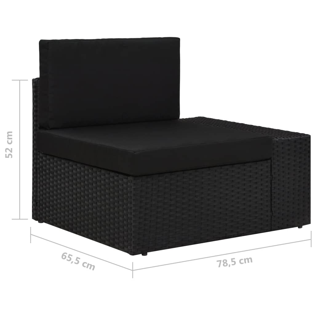 loungesæt til haven 5 dele polyrattan sort