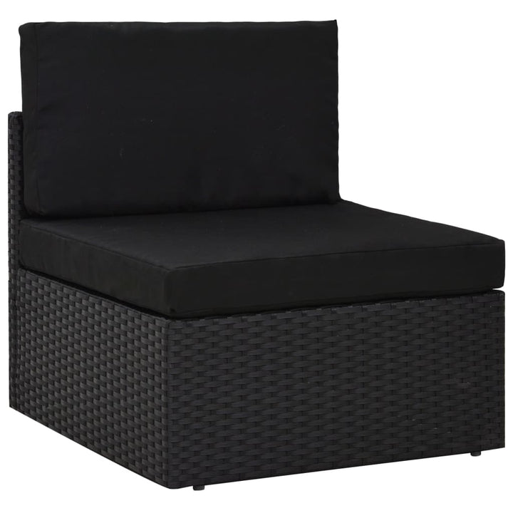 loungesæt til haven 7 dele polyrattan sort