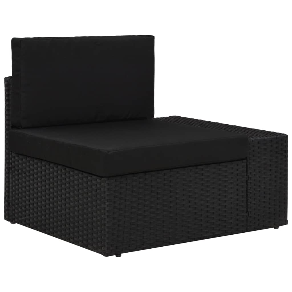 loungesæt til haven 5 dele polyrattan sort