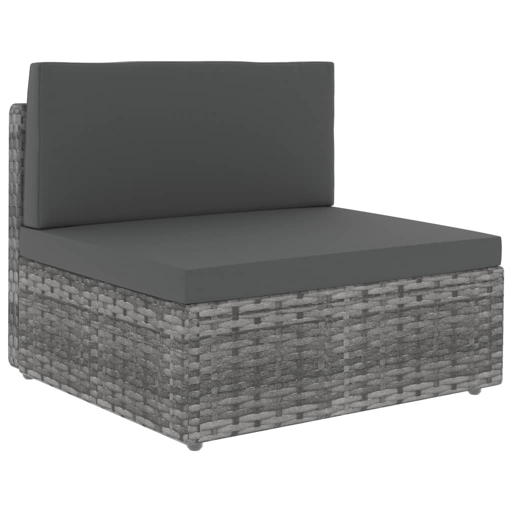loungesæt til haven 6 dele polyrattan grå