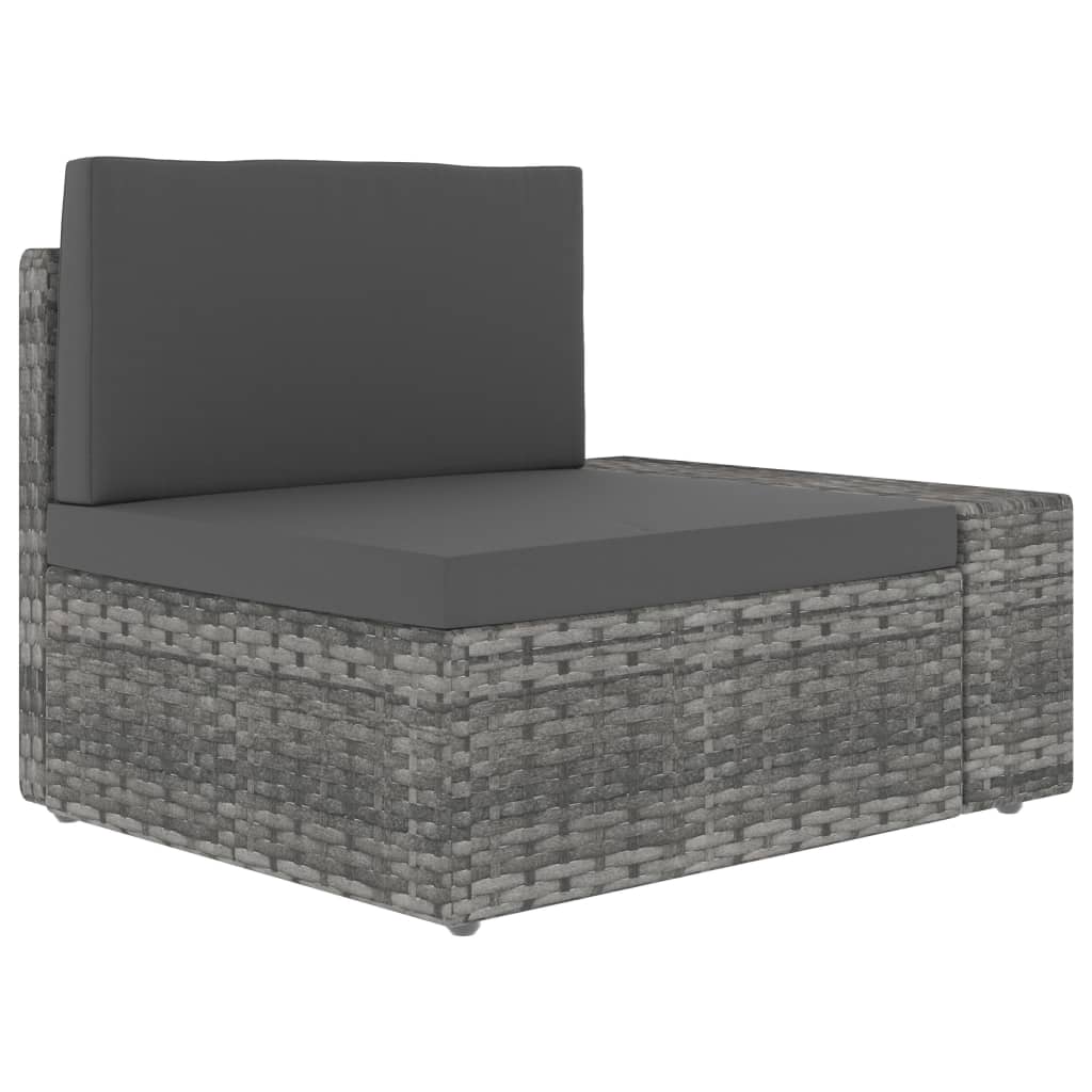 loungesæt til haven 7 dele polyrattan grå