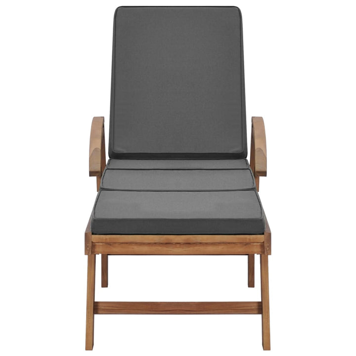 liggestole med hynder 2 stk. massivt teaktræ mørkegrå