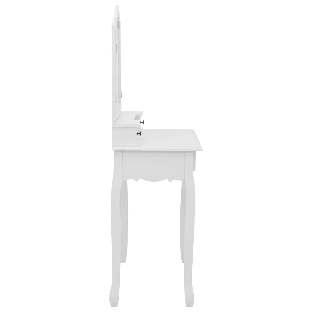 sminkebordssæt med taburet 80x69x141 cm kejsertræ hvid