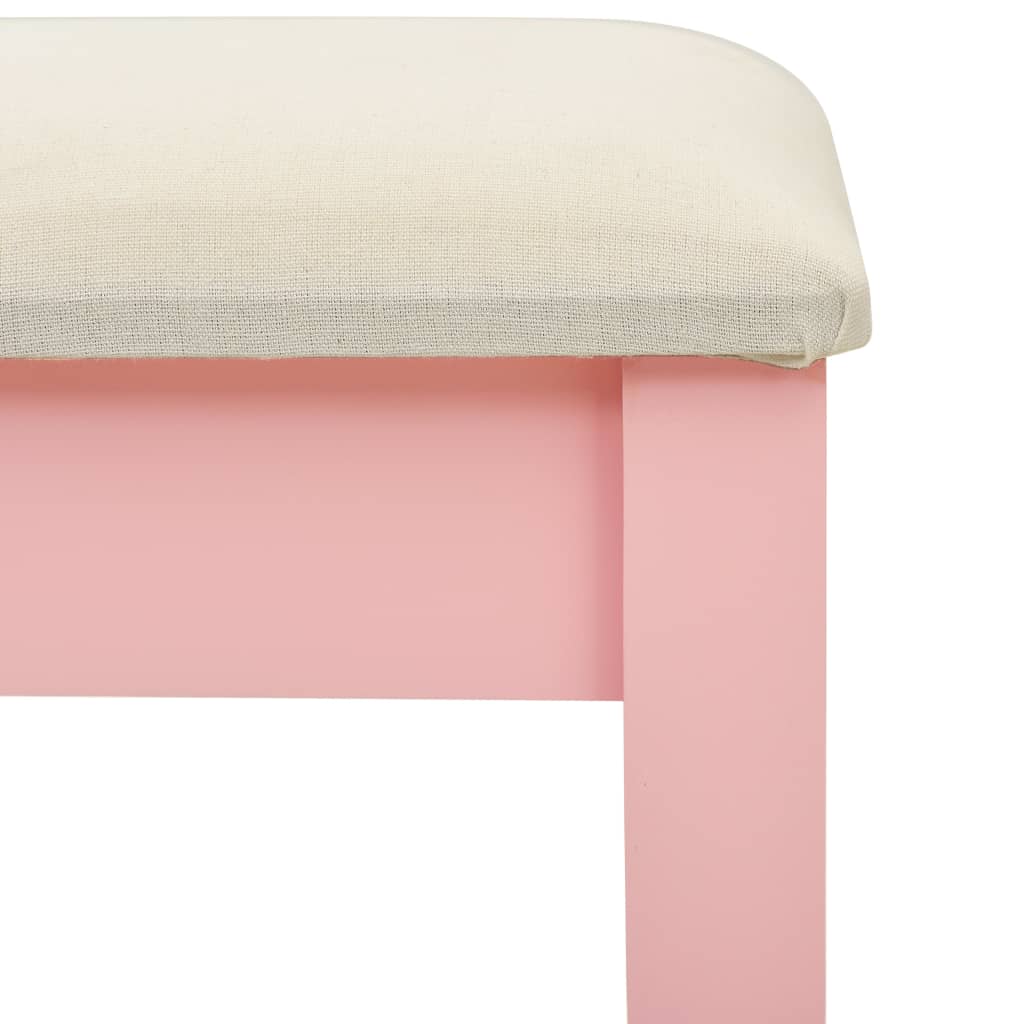 kosmetikbord med taburet 65x36x128 cm kejsertræ MDF pink
