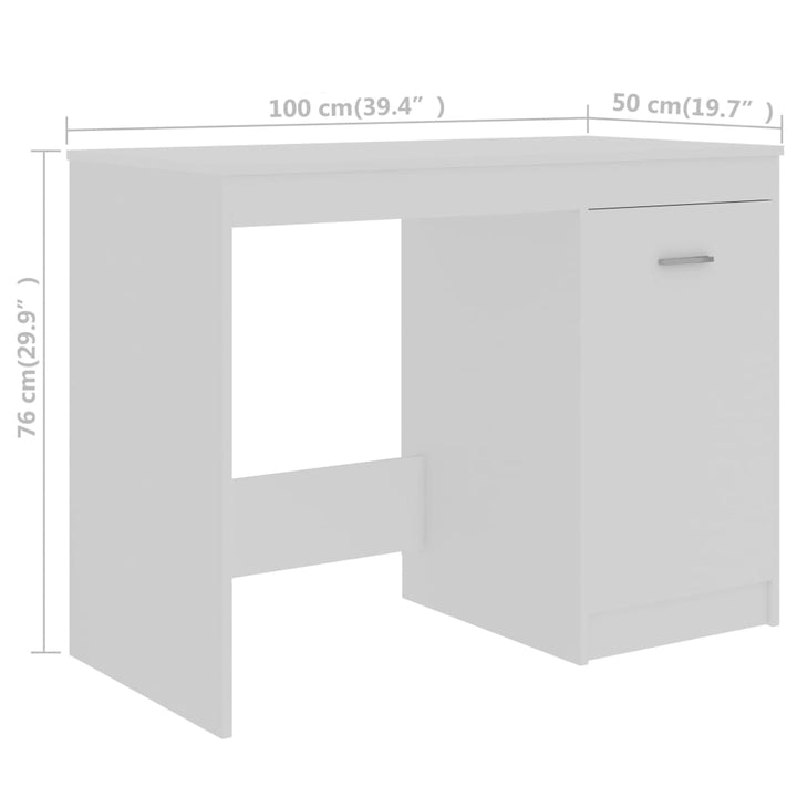 skrivebord hvid 140x50x76 cm konstrueret træ