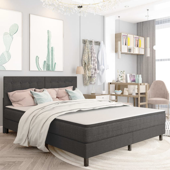 seng med boxmadras 160x200 cm stof mørkegrå