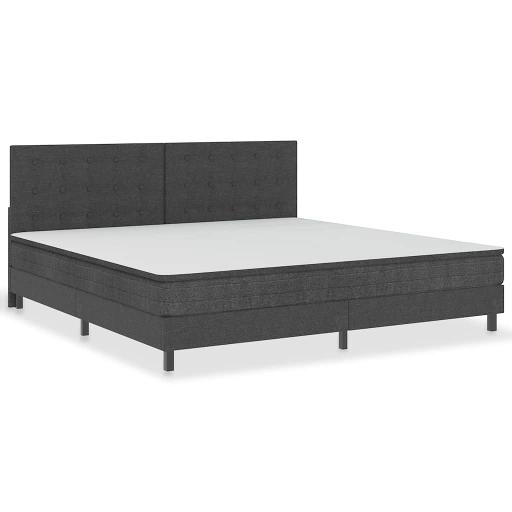 seng med boxmadras 200x200 cm stof mørkegrå
