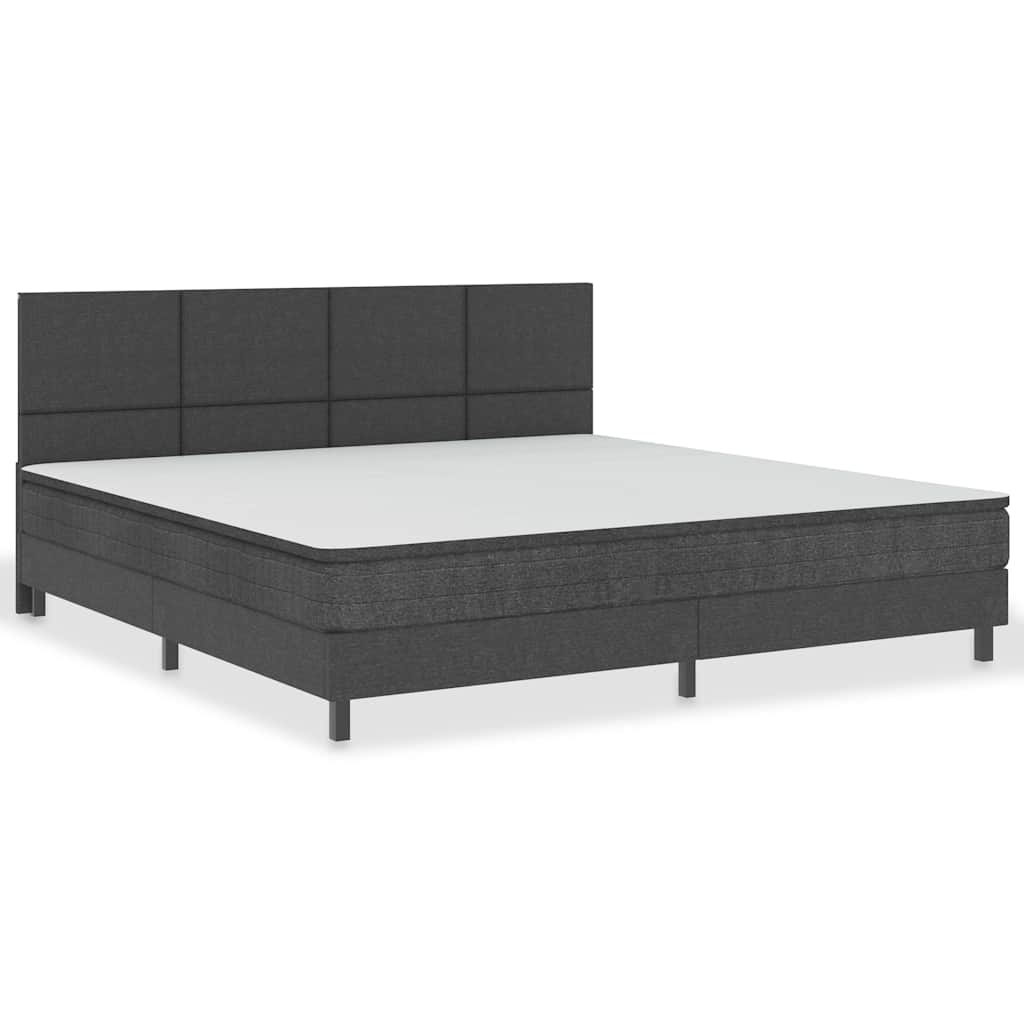 seng med boxmadras 200x200 cm stof mørkegrå