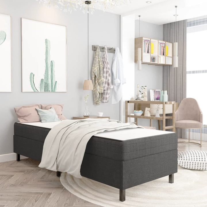 seng med boxmadras 100x200 cm stof mørkegrå