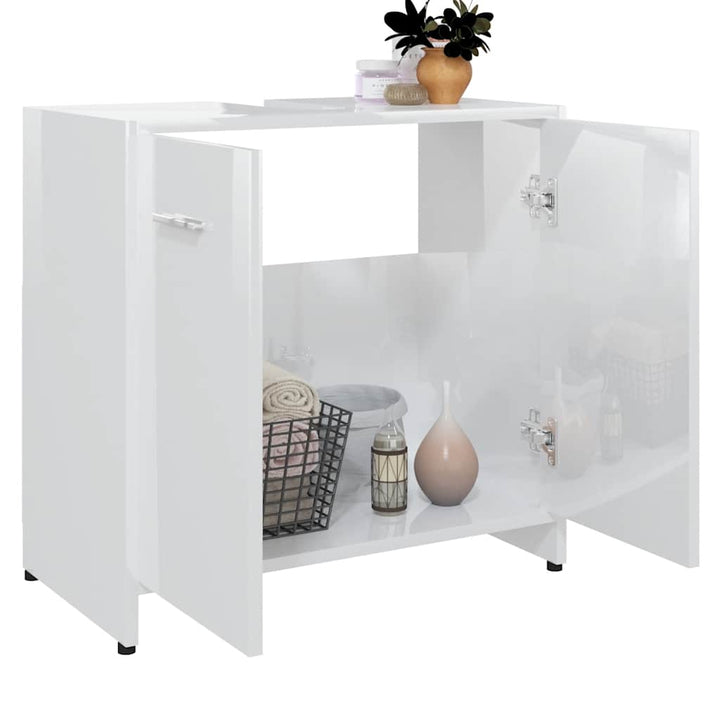badeværelsesskab 60x33x61 cm konstrueret træ hvid højglans