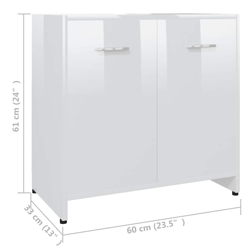 badeværelsesskab 60x33x61 cm konstrueret træ hvid højglans