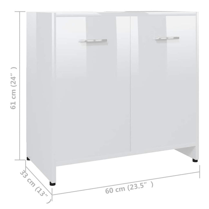 badeværelsesskab 60x33x61 cm konstrueret træ hvid højglans