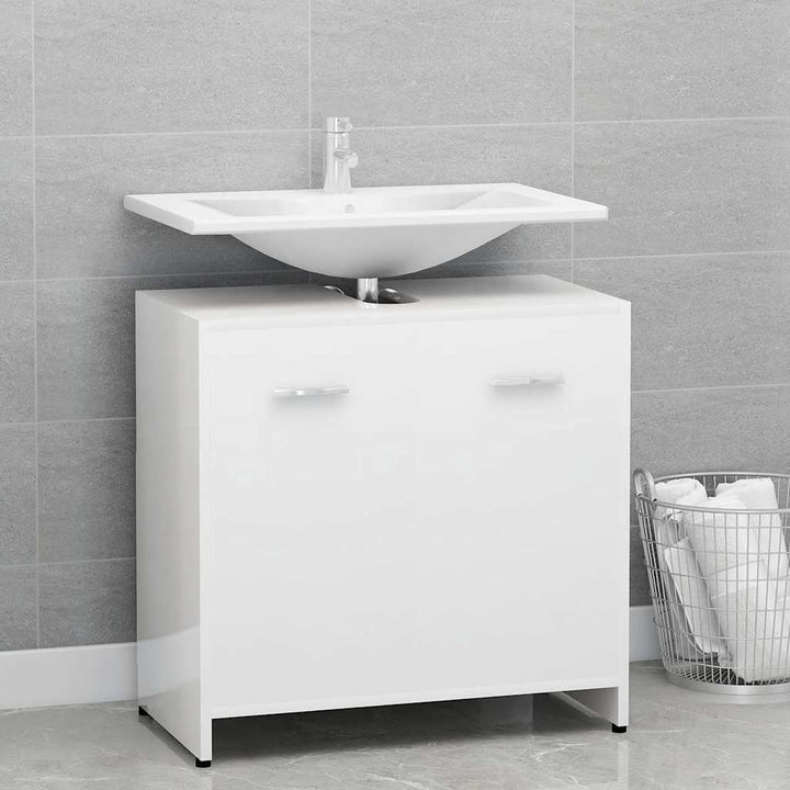 badeværelsesskab 60x33x61 cm konstrueret træ hvid højglans