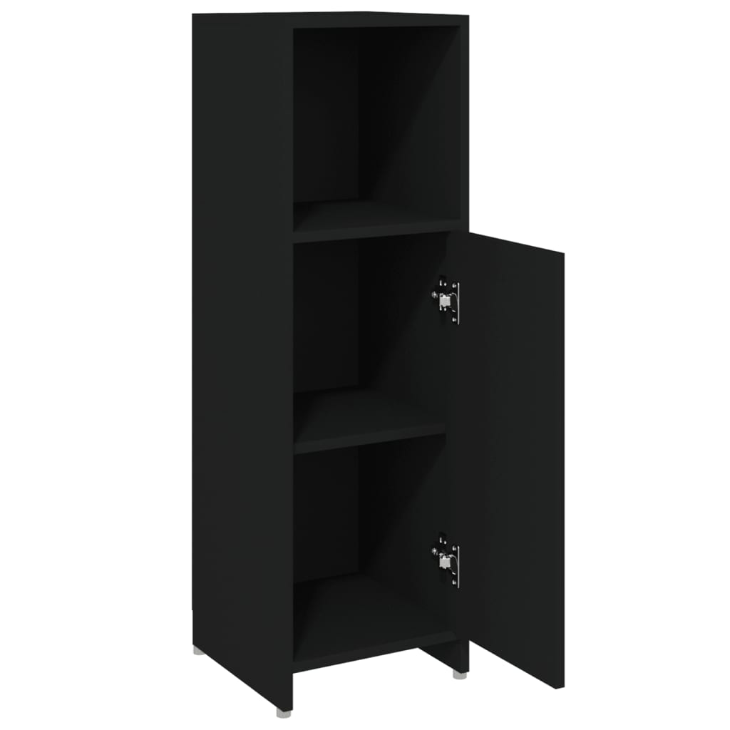 badeværelsesskab 30x30x95 cm konstrueret træ sort