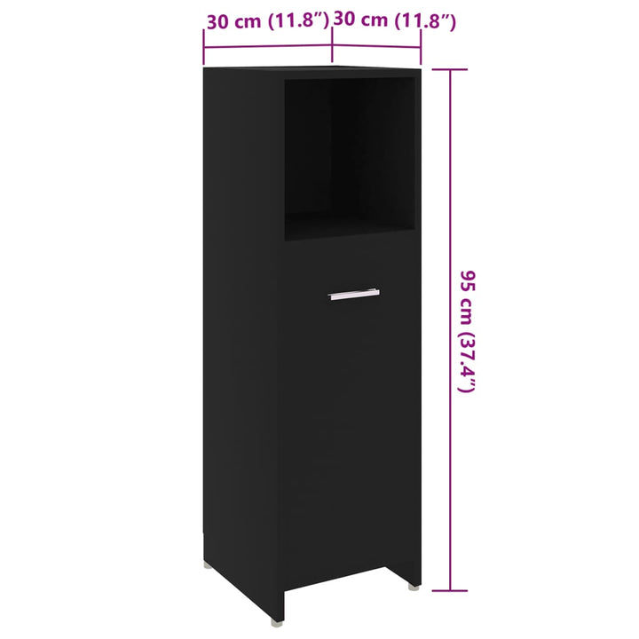 badeværelsesskab 30x30x95 cm konstrueret træ sort