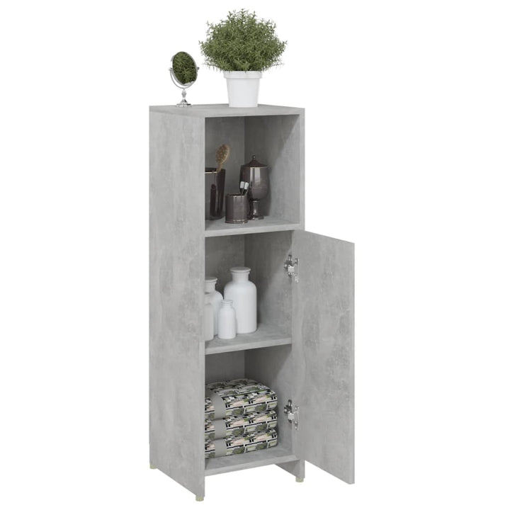 badeværelsesskab 30x30x95 cm konstrueret træ betongrå