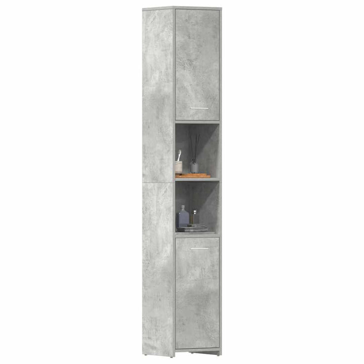 badeværelsesskab 30x30x183,5 cm konstrueret træ betongrå