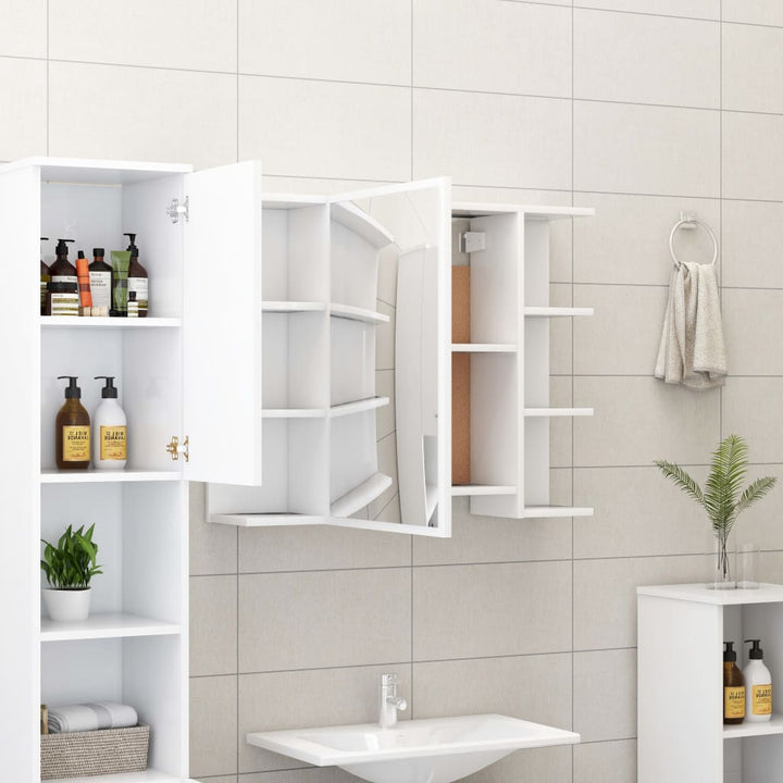 badeværelsesskab med spejl 80x20,5x64 cm konstrueret træ hvid