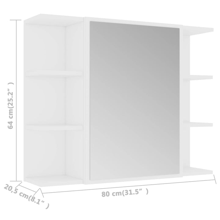 badeværelsesskab med spejl 80x20,5x64 cm konstrueret træ hvid