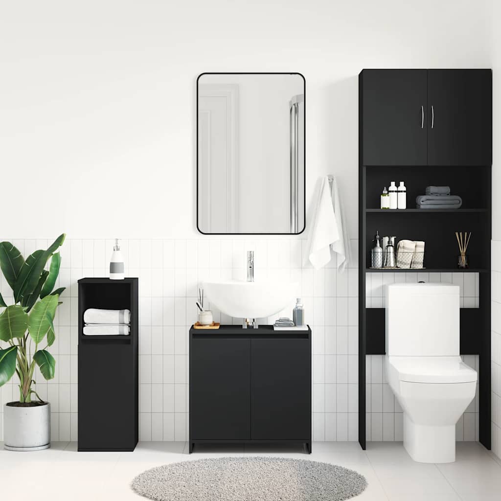 badeværelsesskab 60x33x61 cm konstrueret træ sort