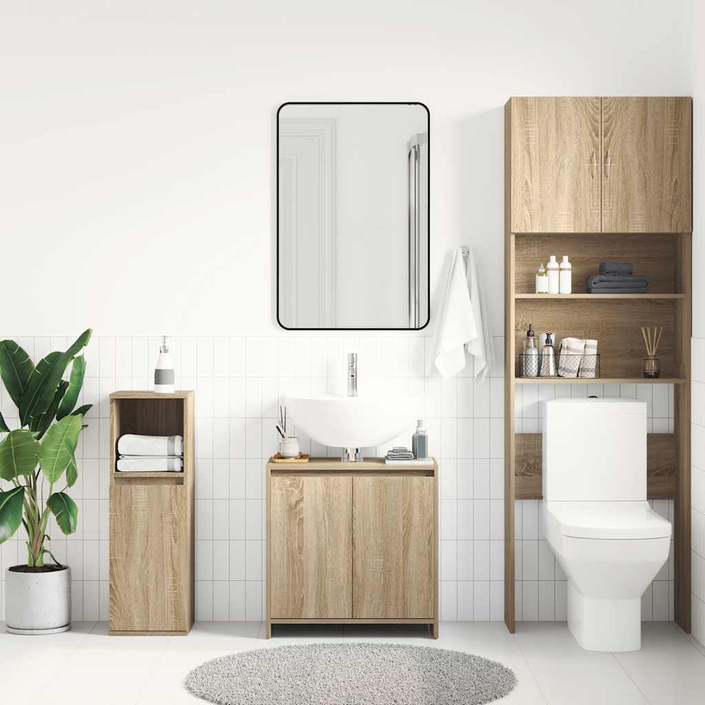 badeværelsesskab 60x33x61 cm konstrueret træ sonoma-eg
