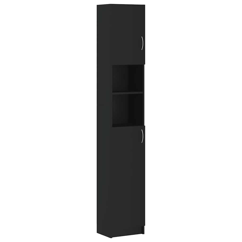 badeværelsesskab 32x25,5x190 cm konstrueret træ sort