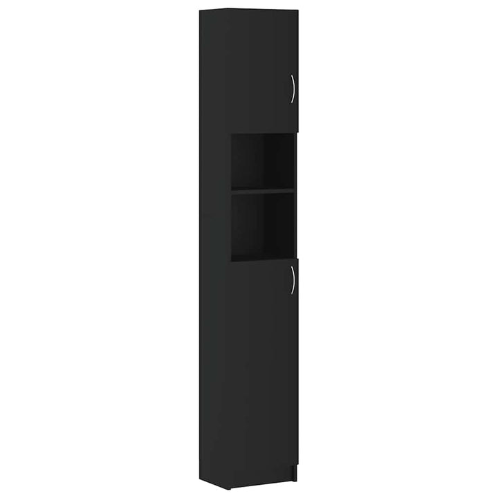 badeværelsesskab 32x25,5x190 cm konstrueret træ sort