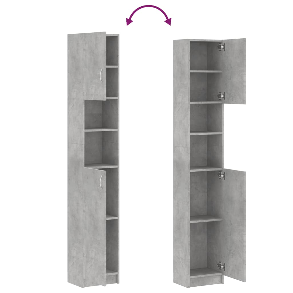 badeværelsesskab 32x25,5x190 cm konstrueret træ betongrå
