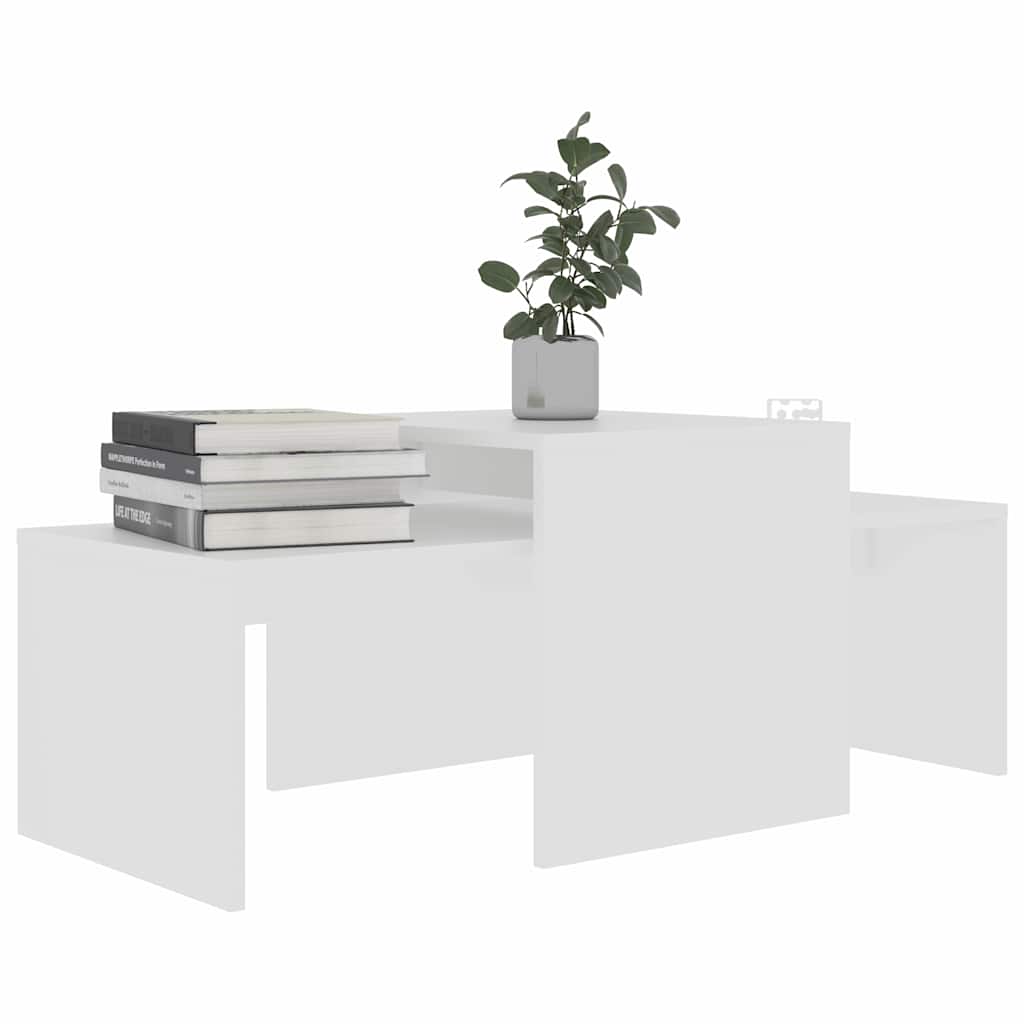 sofabordssæt 100x48x40 cm konstrueret træ hvid