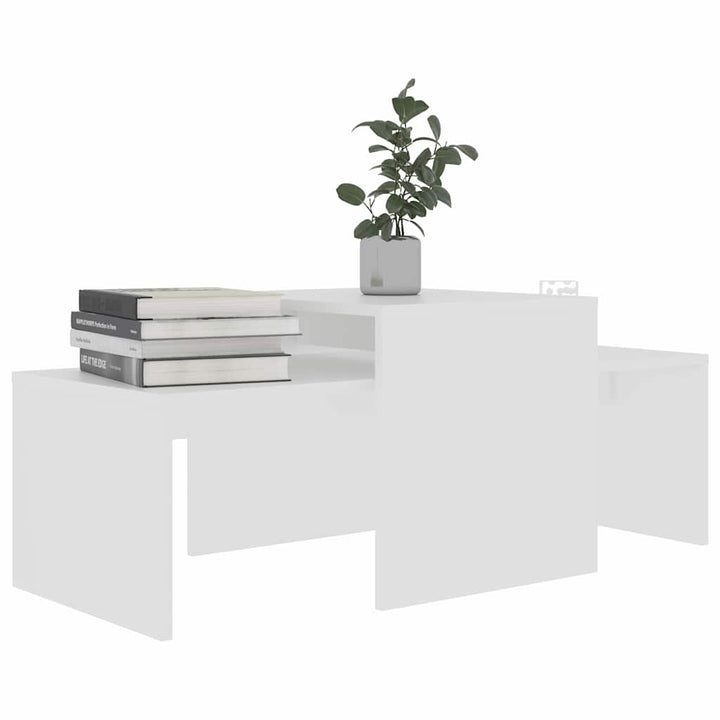 sofabordssæt 100x48x40 cm konstrueret træ hvid