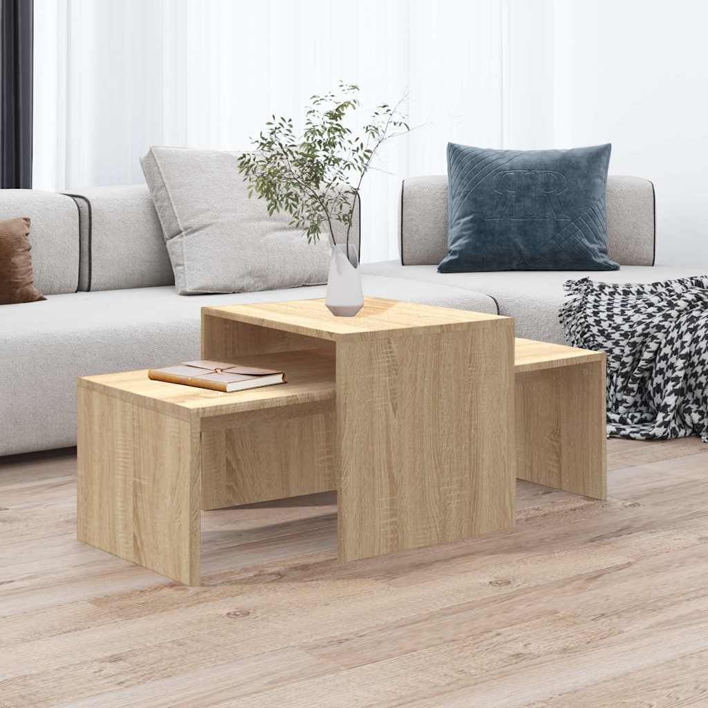 sofabordssæt 100x48x40 cm konstrueret træ sonoma-eg