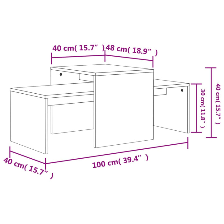 sofabordssæt 100x48x40 cm konstrueret træ betongrå