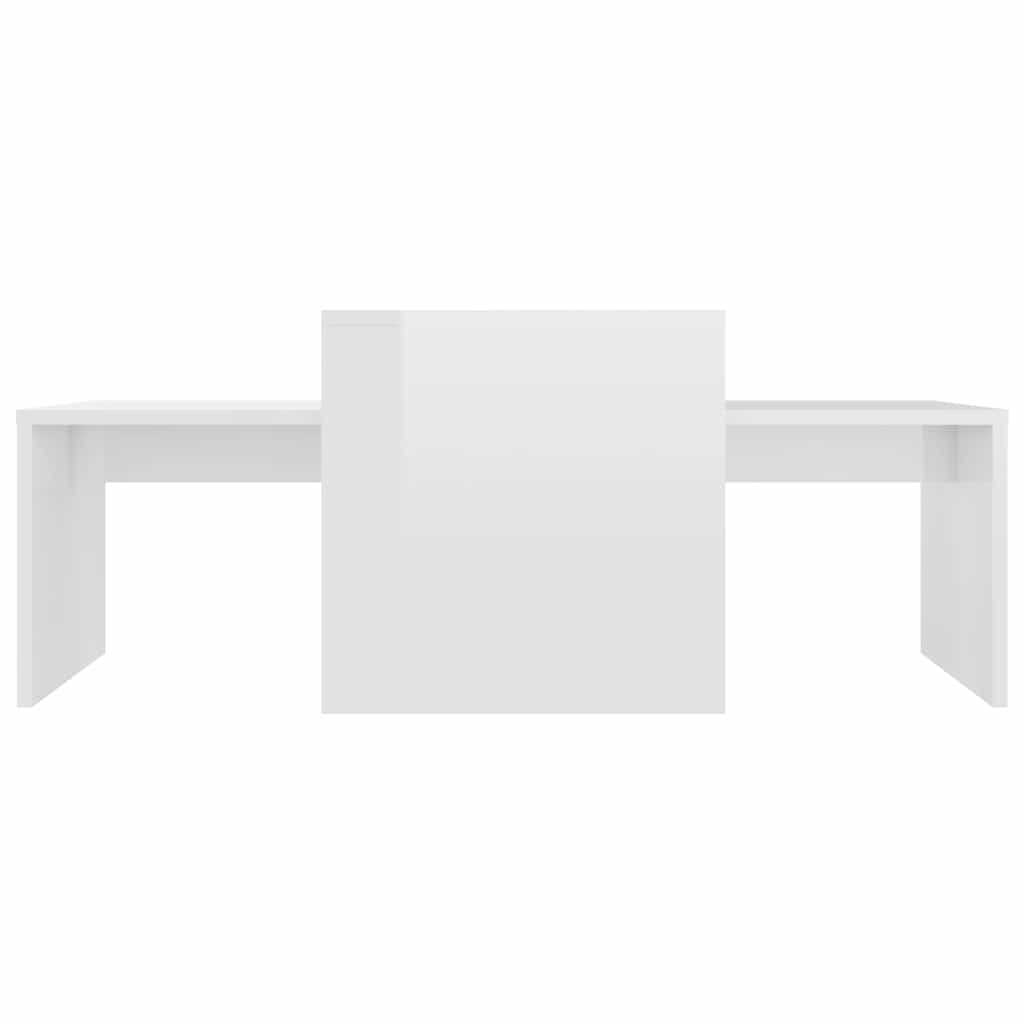 sofabordssæt 100x48x40 cm konstrueret træ hvid højglans