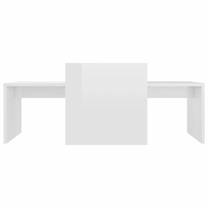 sofabordssæt 100x48x40 cm konstrueret træ hvid højglans