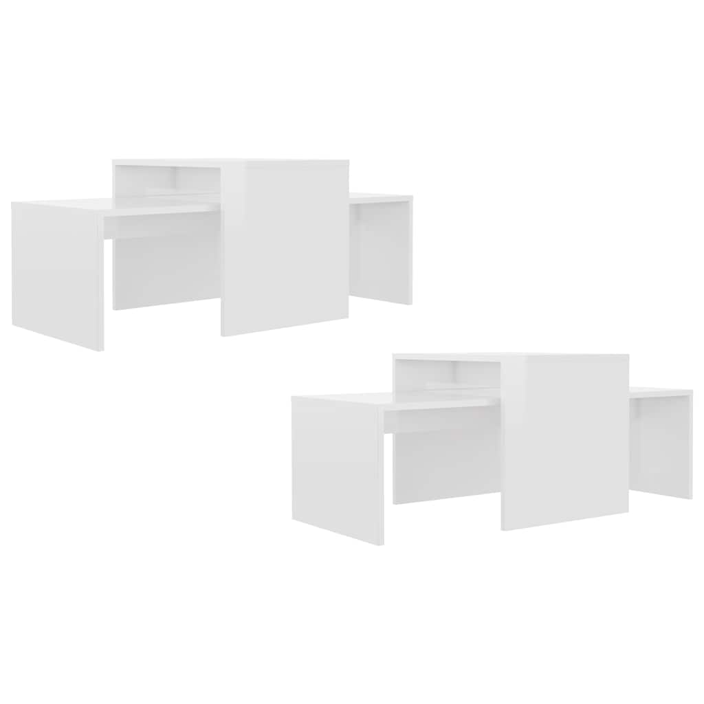 sofabordssæt 100x48x40 cm konstrueret træ hvid højglans